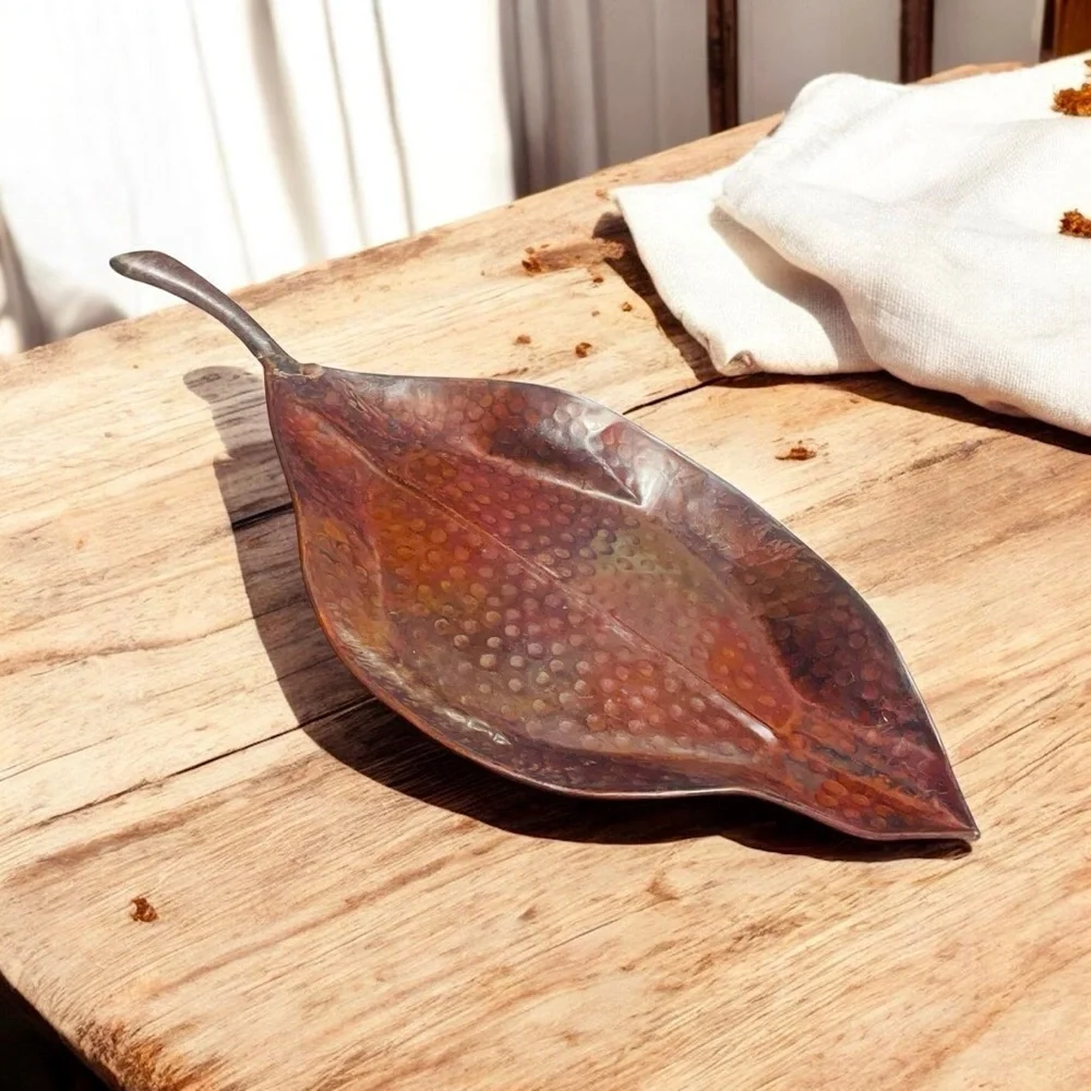 Pier 1 Hammered Metal Leaf Decor Tray/Platter
